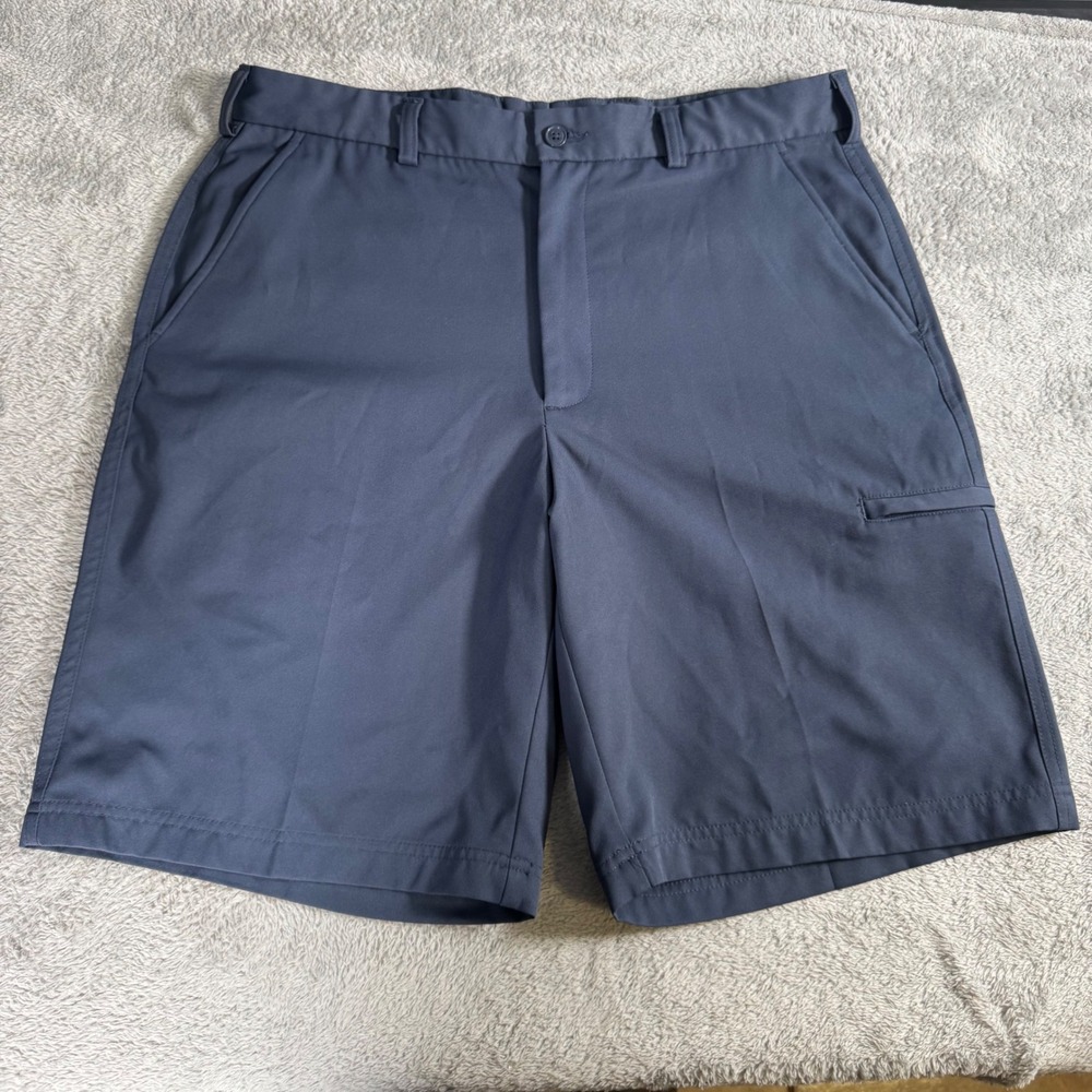 Pebble Beach Performance Golf Shorts Mens 34 Navy Blue Flat Front Utility Pocket